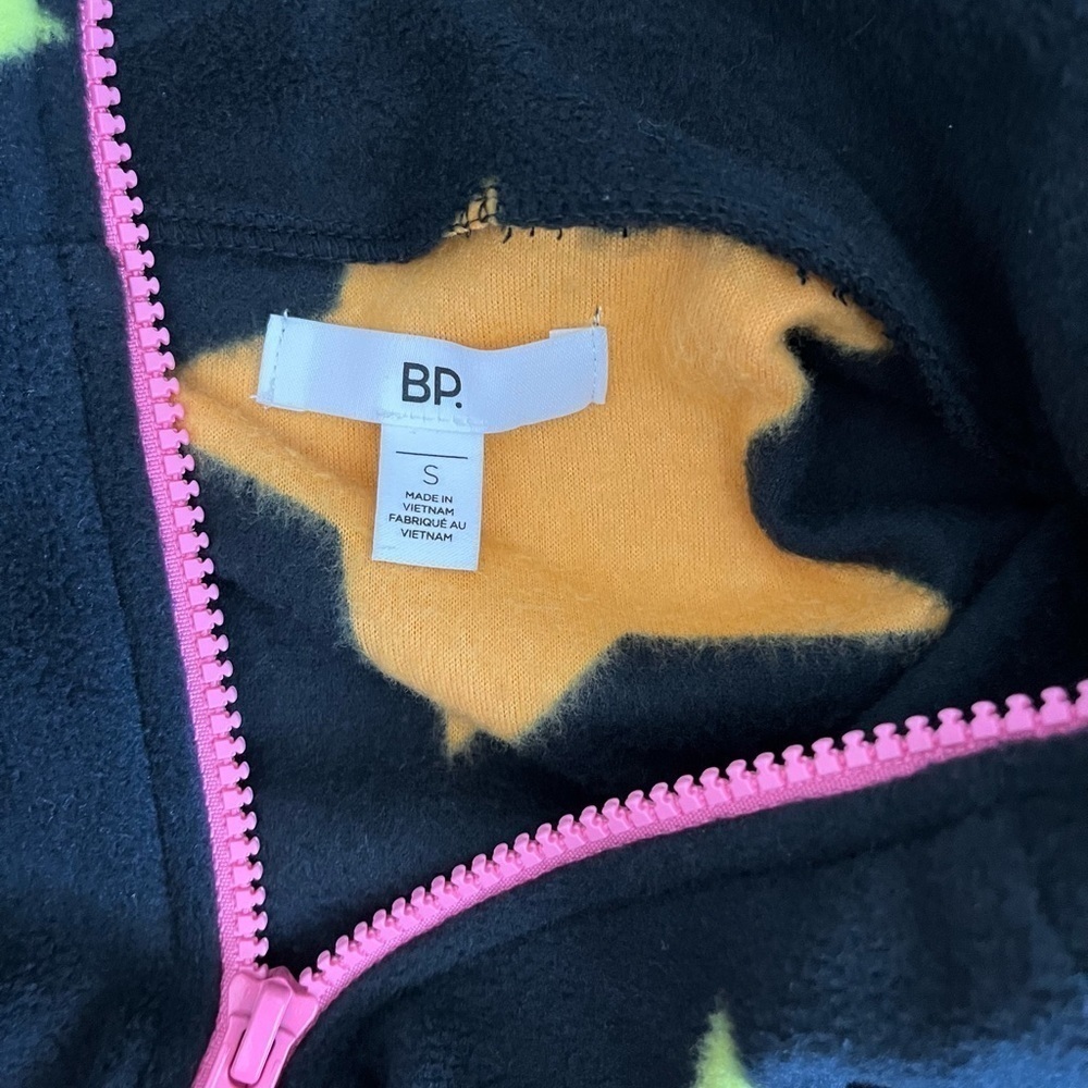 BP NORDSTROM Neon Stars Black Long Sleeve Fleece Zip Up Sweater Sz S - Picture 5 of 5